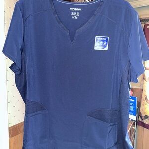 Scrubstar Navy V-Neck Scrub Top with Front Pockets breathable sides Brand new 3x